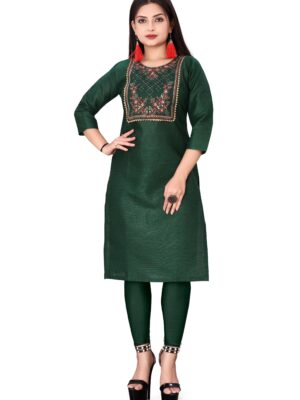 Women's Embroidery Cotton Slub Kurti